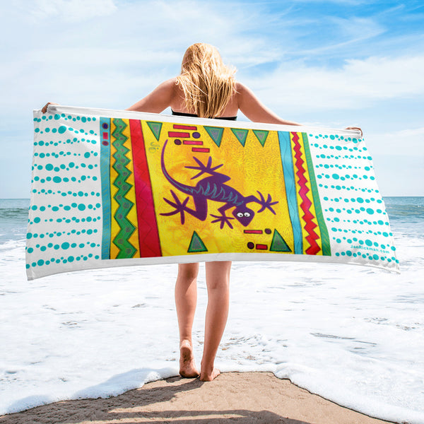 Lizard Sunning Himself Beach Towel - Jan Rickman