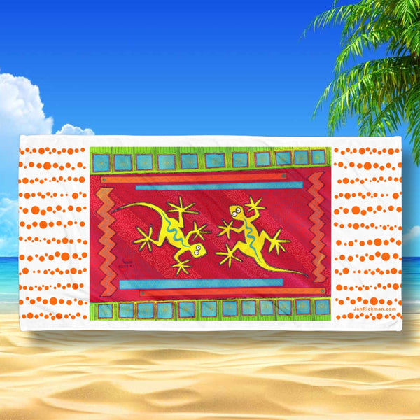 Dancing Lizards Beach Towel - Jan Rickman