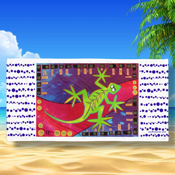 Lizard-on-the-Move Beach Towel - Jan Rickman