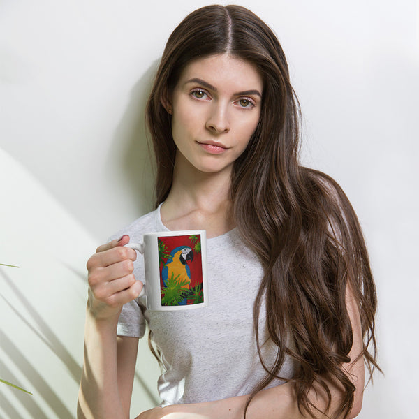 Blue and Gold Macaw Parrot Mug - Jan Rickman