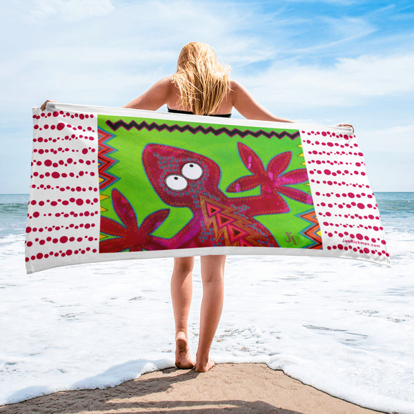 Playful Lizard Beach Towel - Jan Rickman