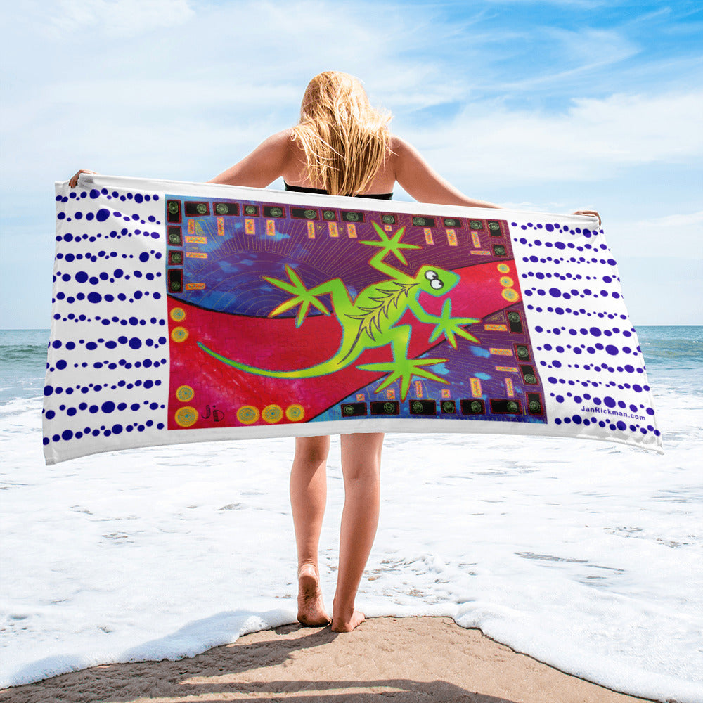 Lizard-on-the-Move Beach Towel - Jan Rickman