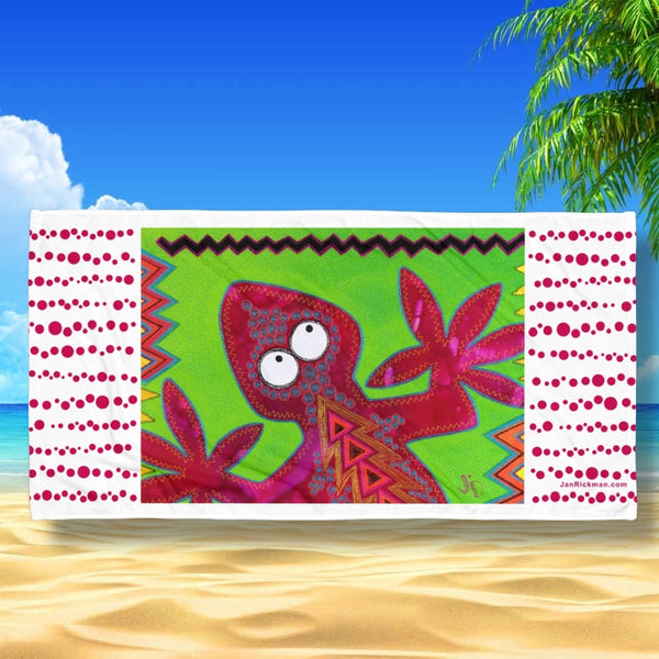 Playful Lizard Beach Towel - Jan Rickman